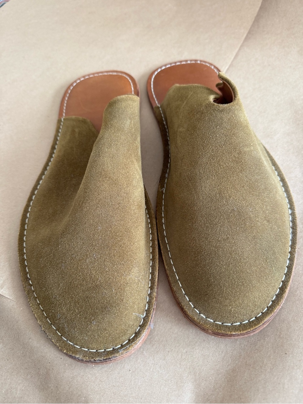 Men's Slip-On Suede Mules in Olive